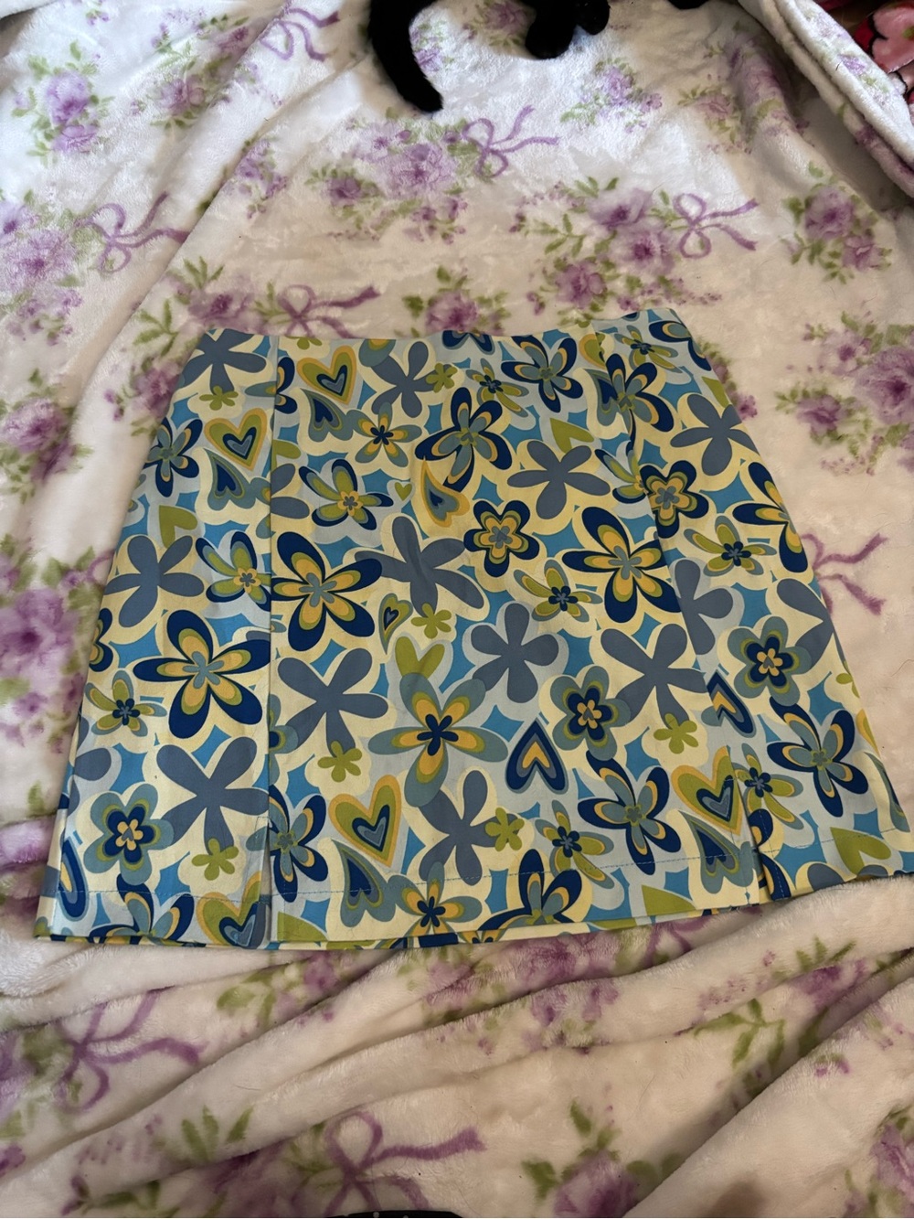 love on a hanger Retro Floral Mini Skirt in Blue and Green